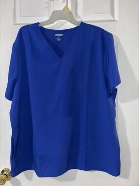 Scrubstar XL Unisex Scrub Top Electric Blue Chest & Side Pockets Men or Women